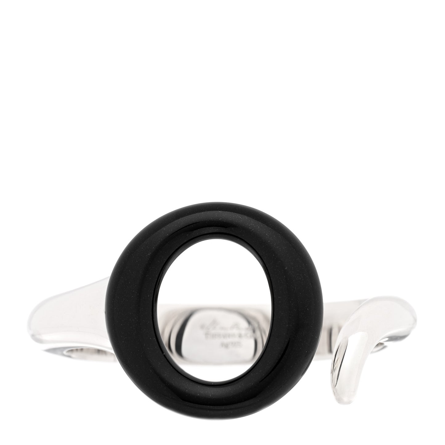 Sterling Silver Black Jade Elsa Peretti Sevillana Cuff Bracelet