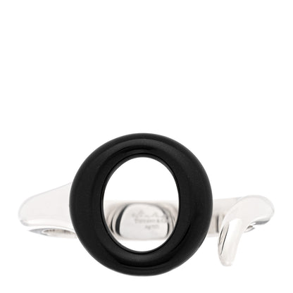 Tiffany Sterling Silver Black Jade Elsa Peretti Sevillana Cuff Bracelet 1 of 4