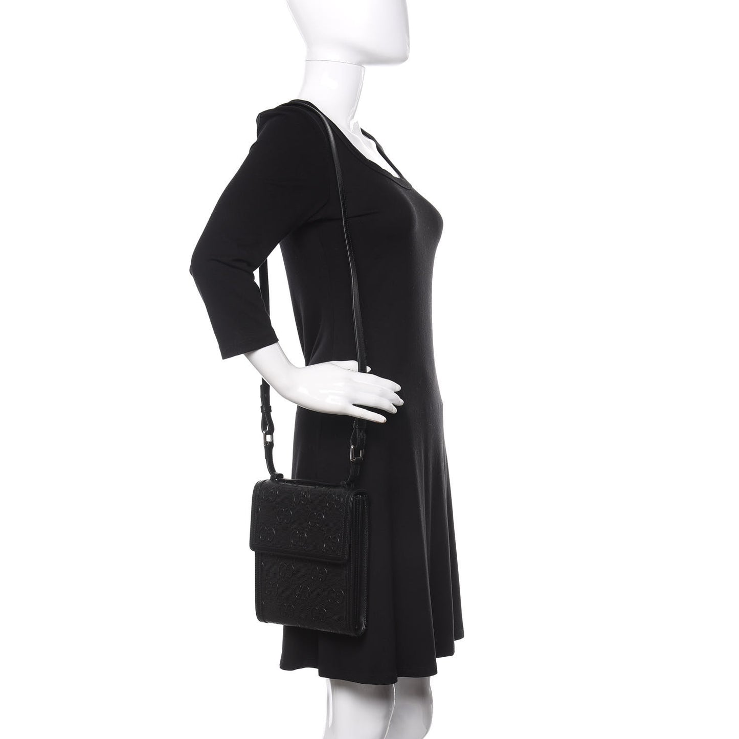 Calfskin GG Tennis Embossed Messenger Bag Black