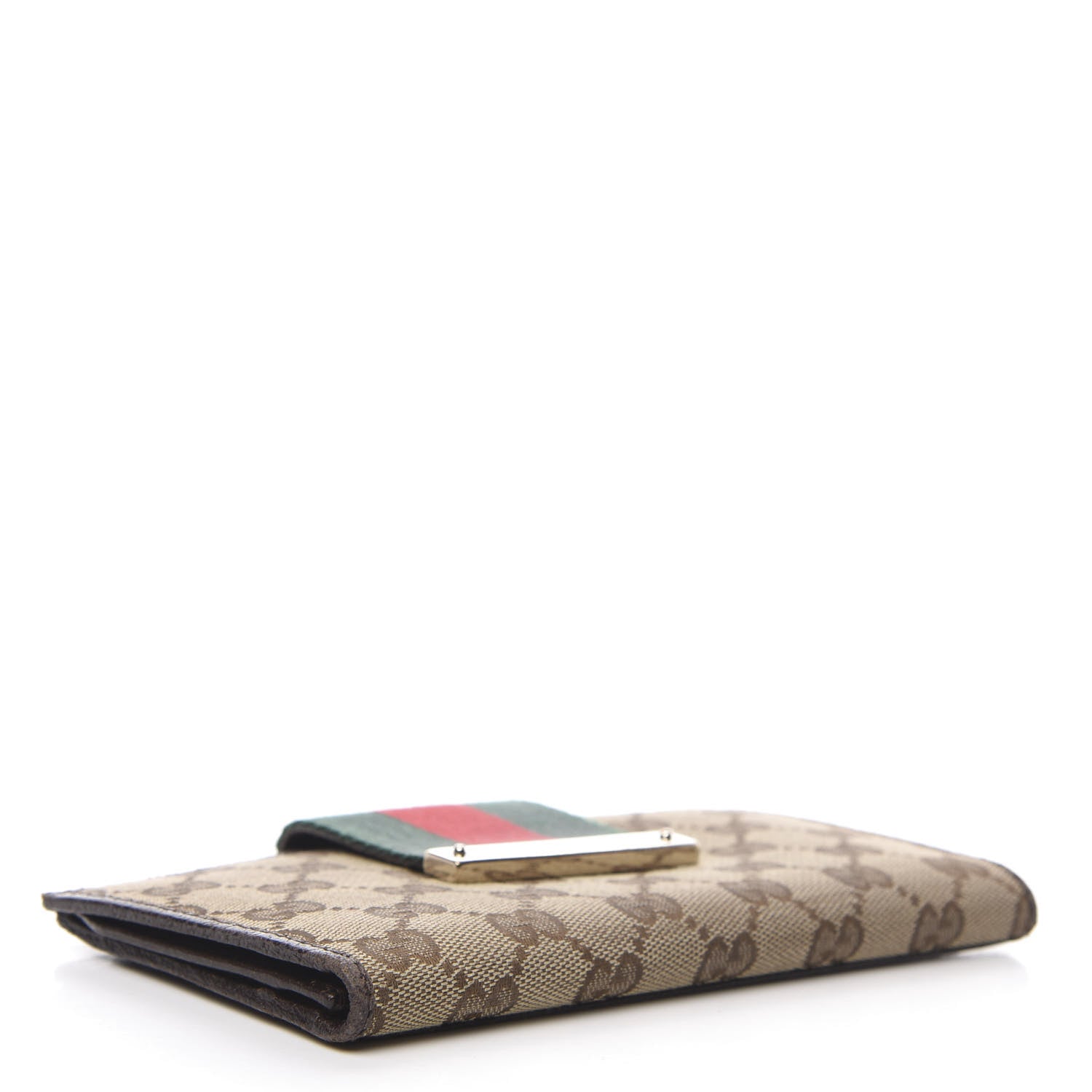Gucci Monogram Calfskin Ladies Web Continental Wallet Beige Ebony Cocoa 4 of 10