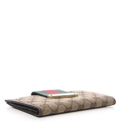 Gucci Monogram Calfskin Ladies Web Continental Wallet Beige Ebony Cocoa 4 of 10