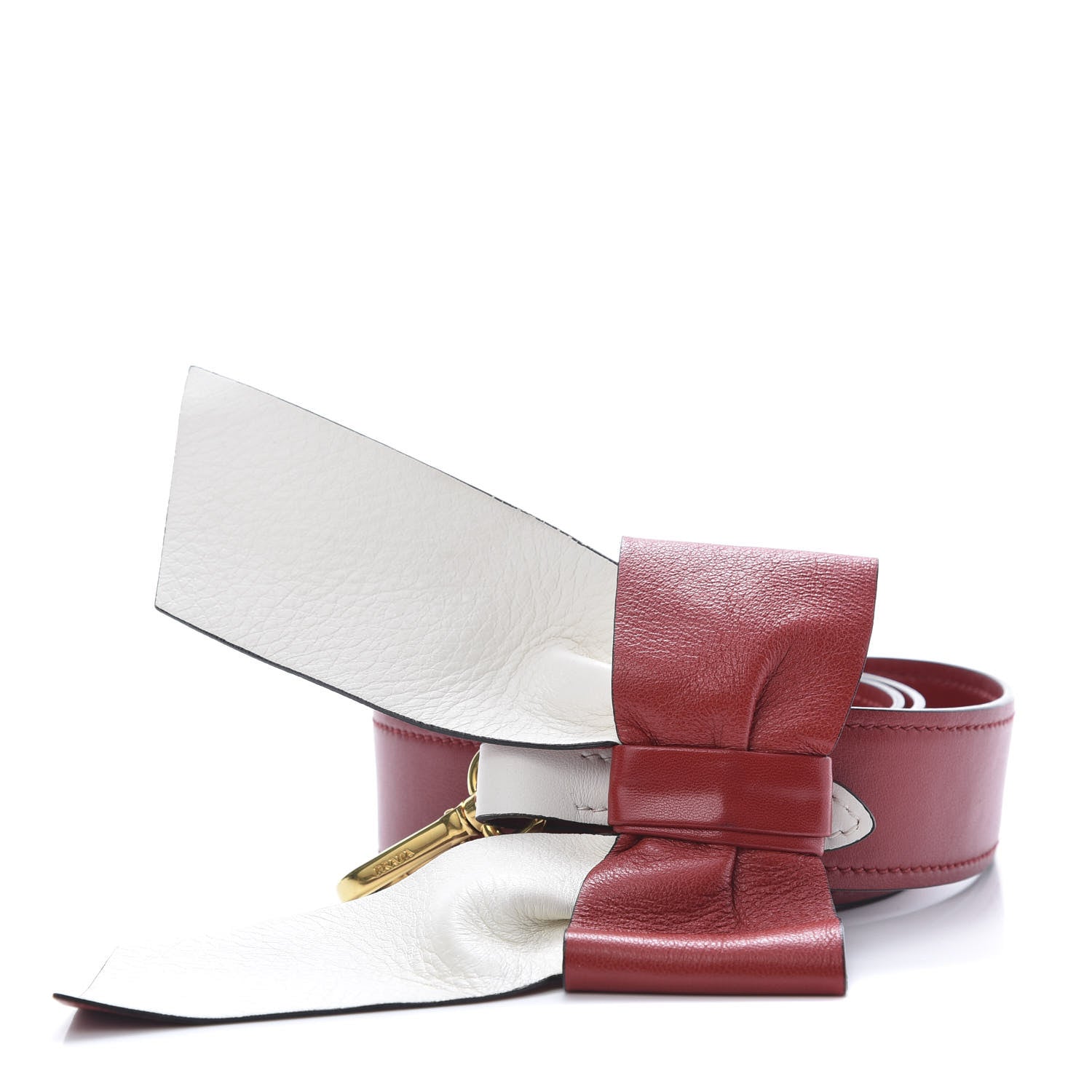 Prada Calfskin Bow Shoulder Strap Fuoco White 1 of 5