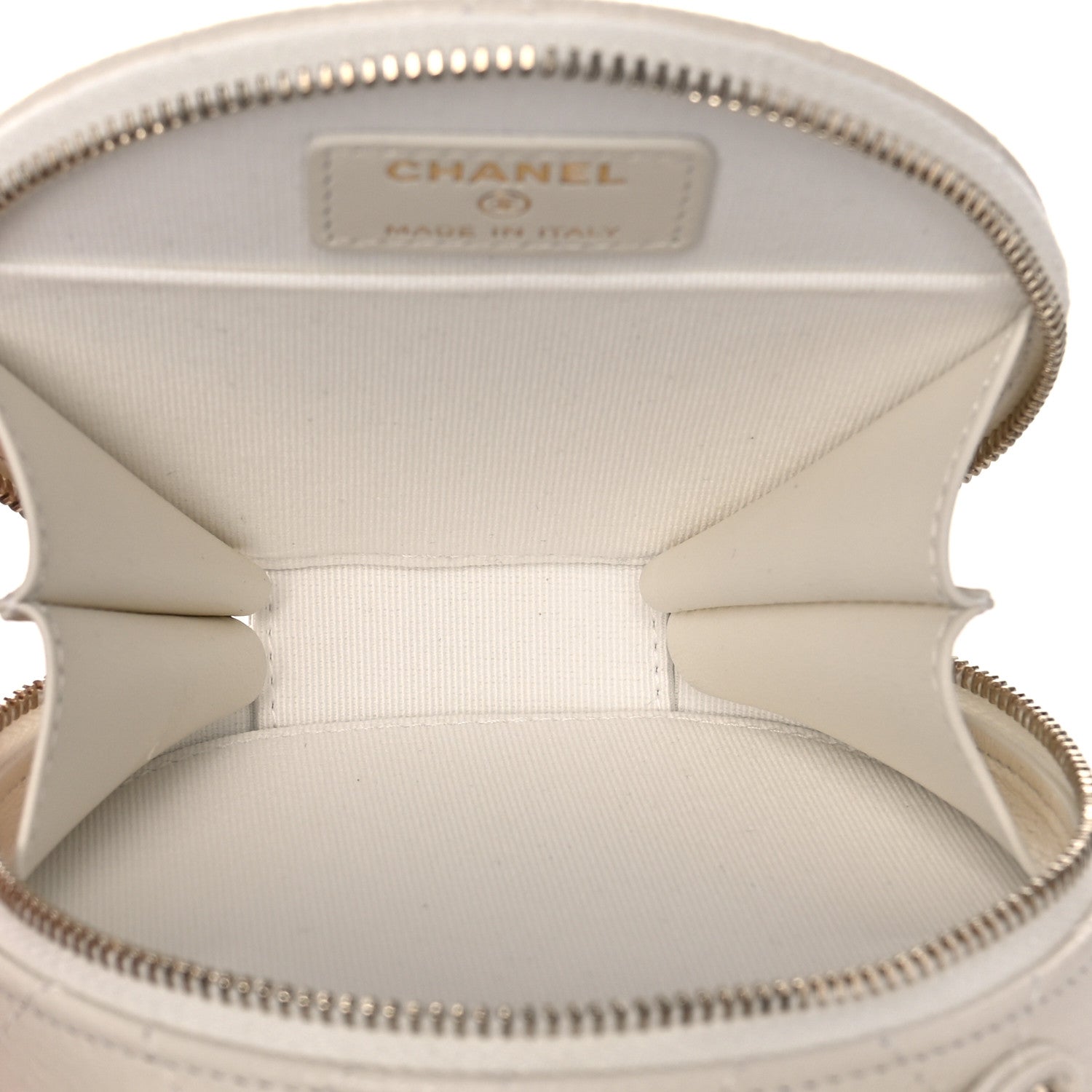 Chanel Caviar Quilted Round Handle With Care Vanity With Chain White 5 of 11