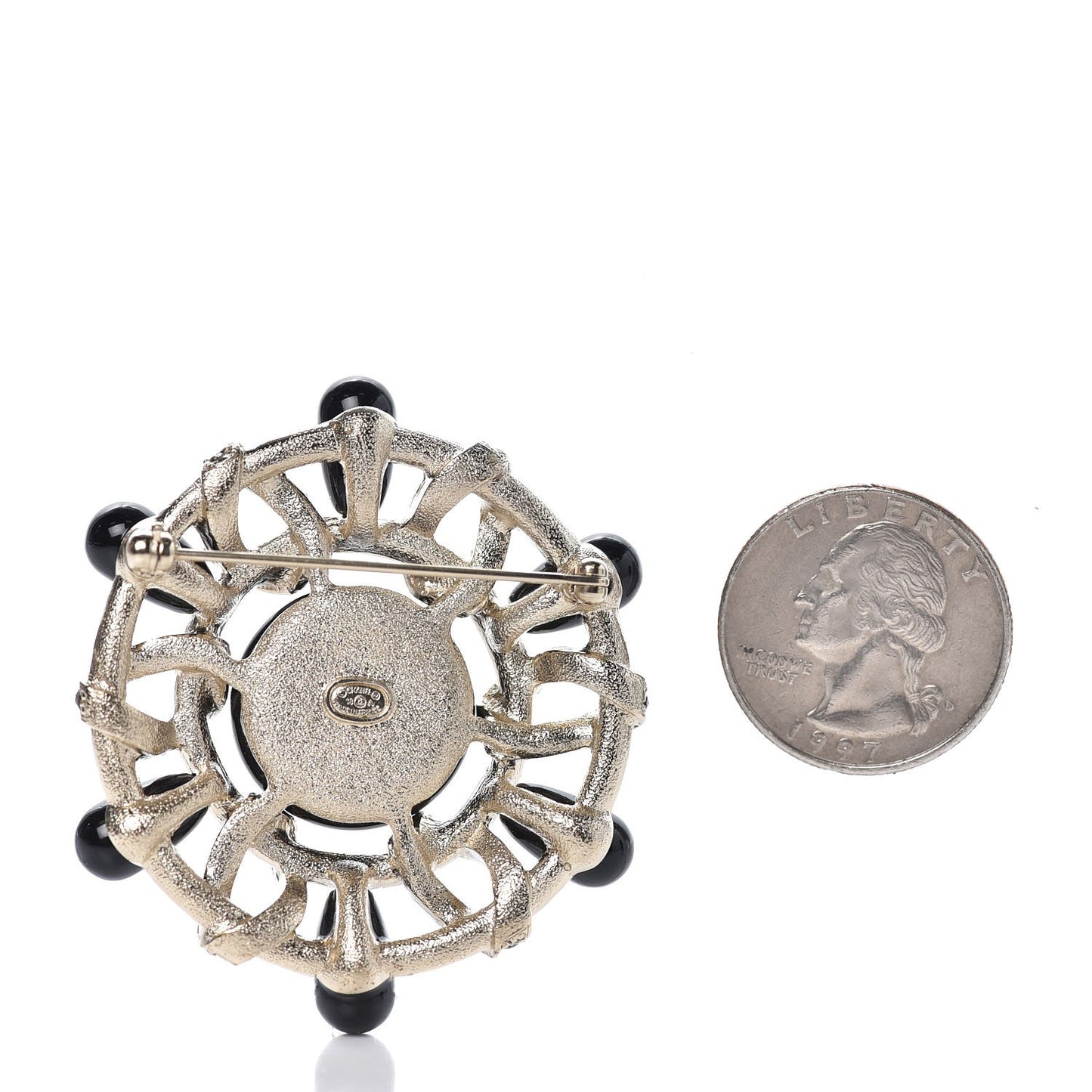 Crystal CC Brooch Black Gold