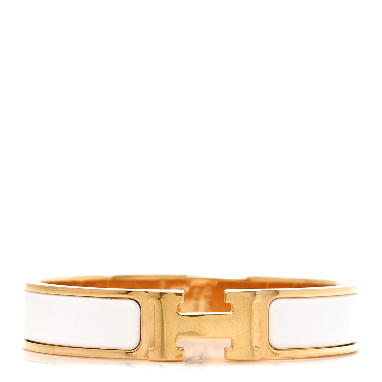 Enamel Narrow Clic Clac H Bracelet PM White