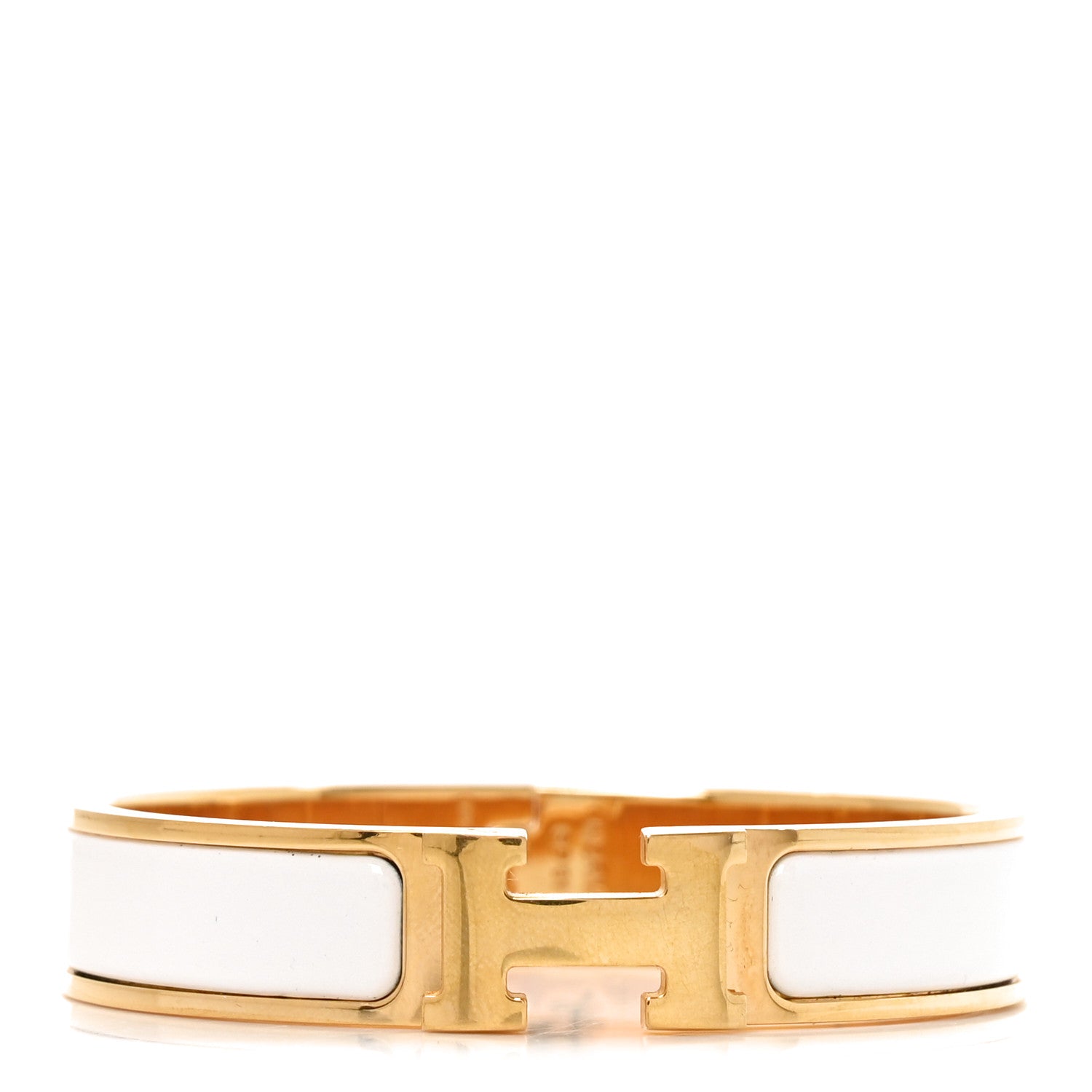 Hermes Enamel Narrow Clic Clac H Bracelet PM White 1 of 4