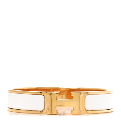 Hermes Enamel Narrow Clic Clac H Bracelet PM White 1 of 4