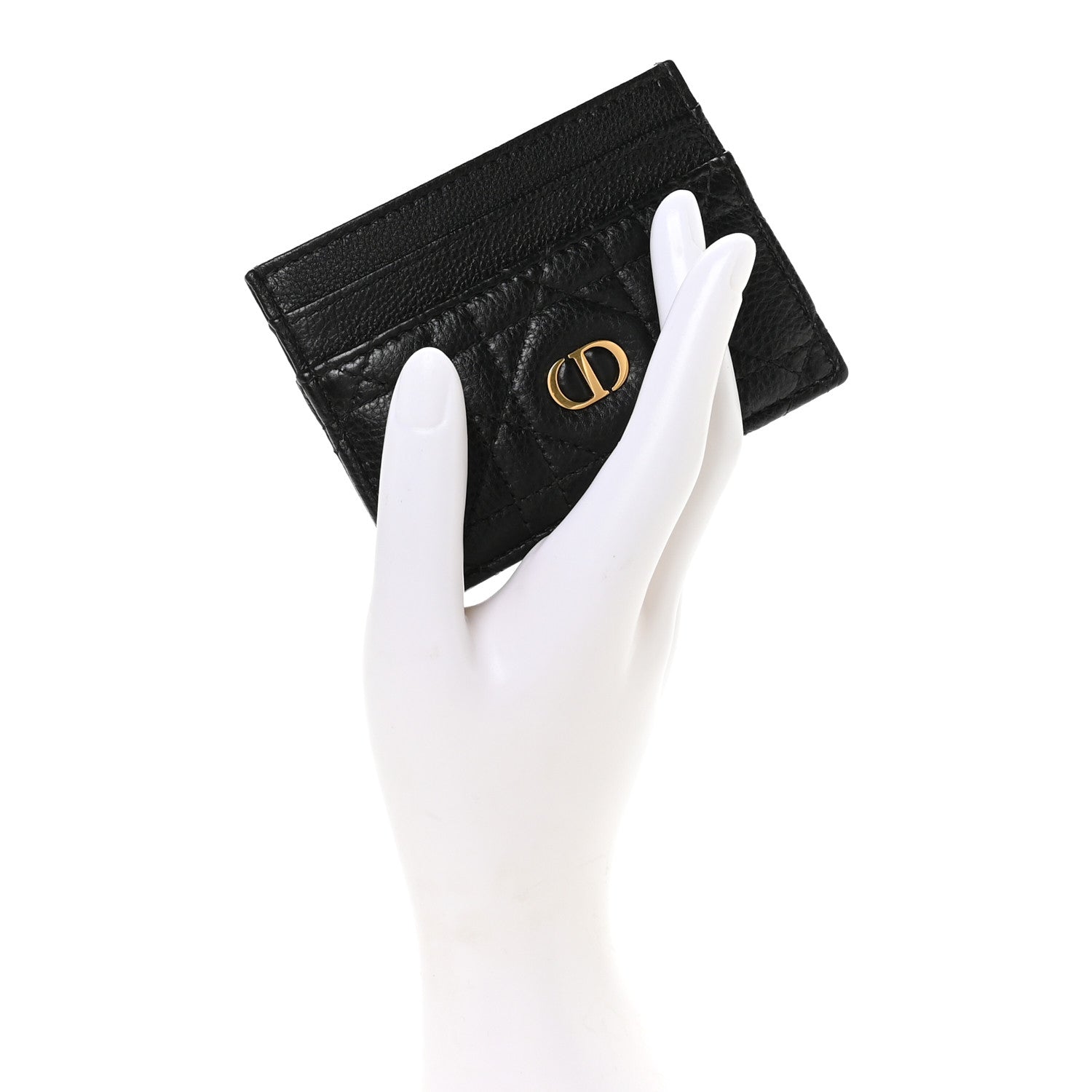 Christian Dior Supple Calfskin Cannage Caro Freesia Card Holder Black 2 of 9