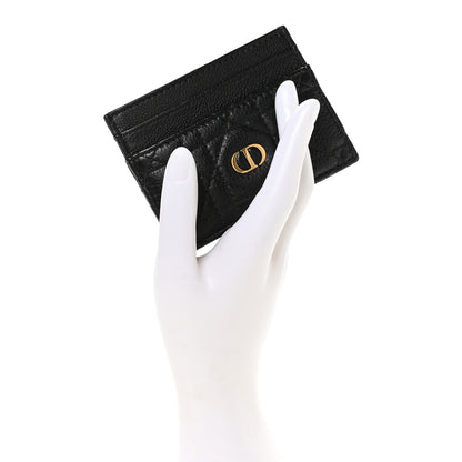 Christian Dior Supple Calfskin Cannage Caro Freesia Card Holder Black 2 of 9