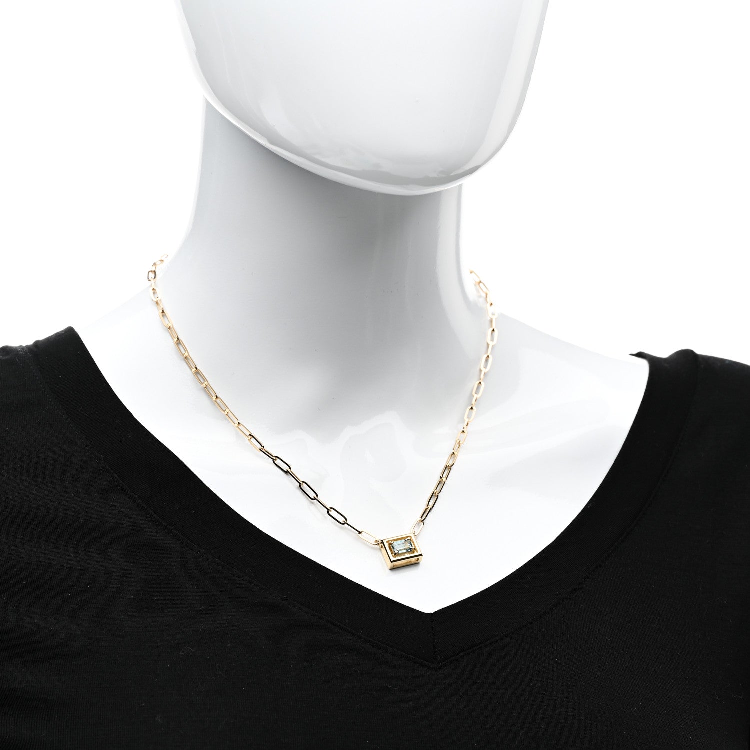 Tiffany 18K Yellow Gold Aquamarine Jewel Box Pendant Necklace 2 of 6
