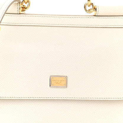 Dolce & Gabbana Lizard Calfskin Embossed Small Miss Sicily Satchel White 7 of 9