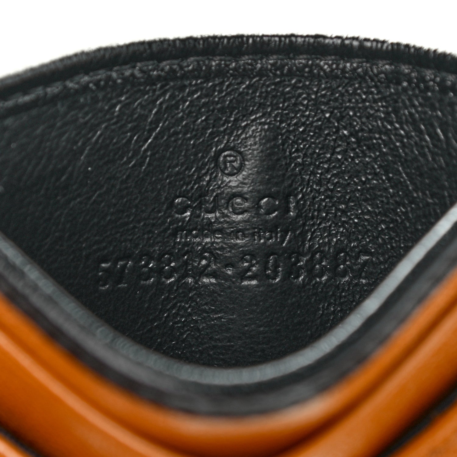 Gucci Vintage Effect Calfskin Matelasse Diagonal Torchon GG Marmont Card Holder Cognac Black 6 of 6