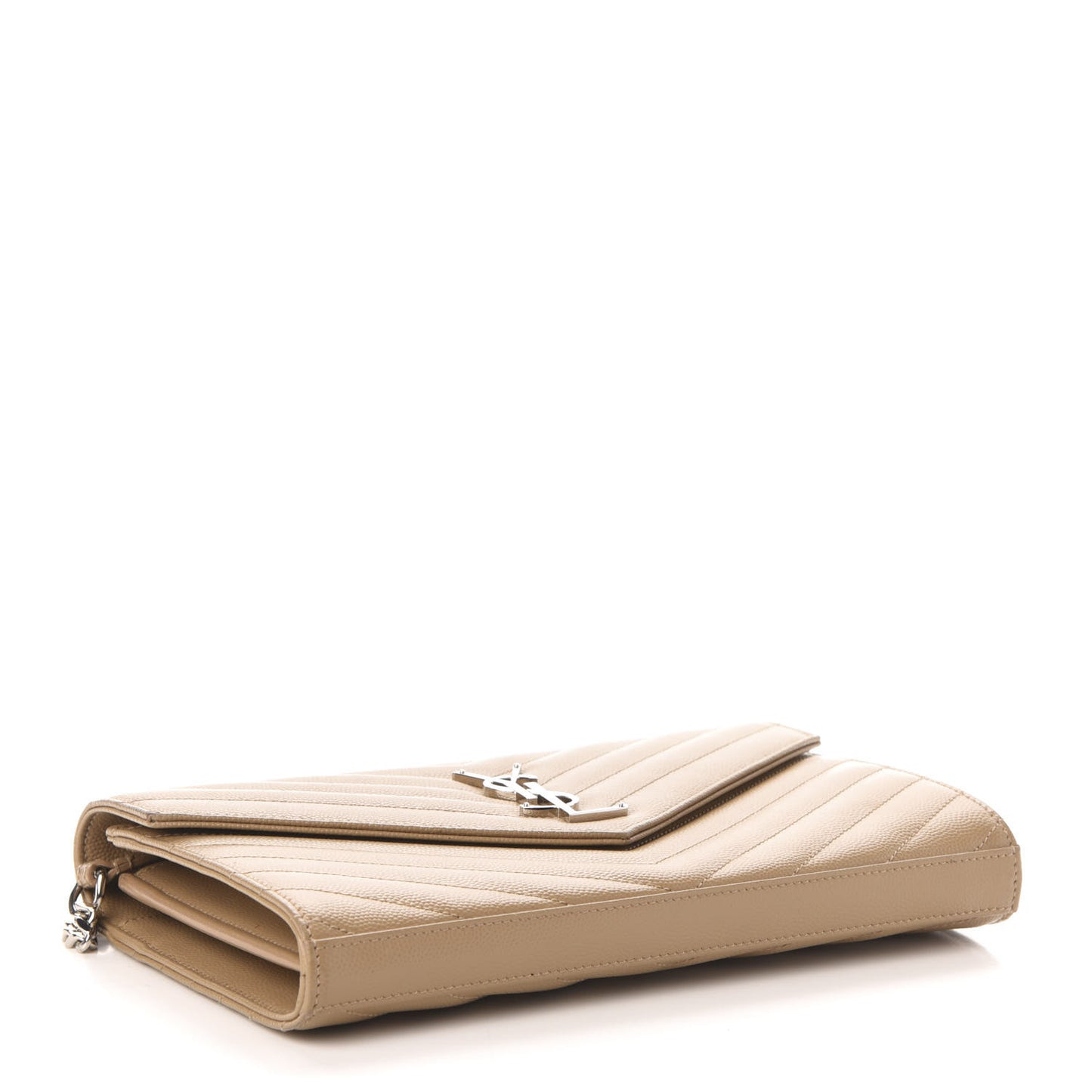 Grain De Poudre Matelasse Chevron Monogram Chain Wallet Dark Latte