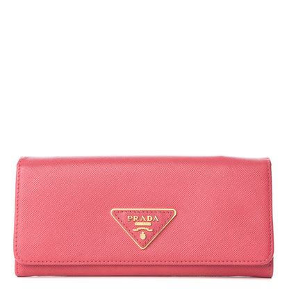 Prada Saffiano Metal Continental Flap Wallet Peonia 1 of 11