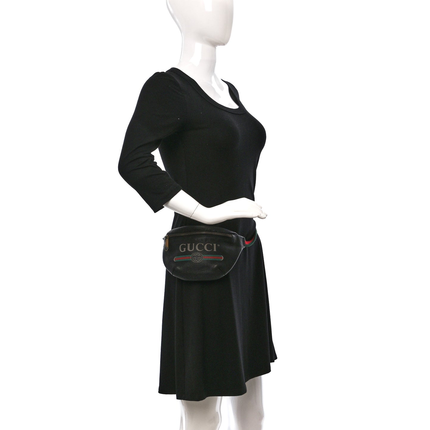Grained Calfskin Small Logo Belt Bag Black