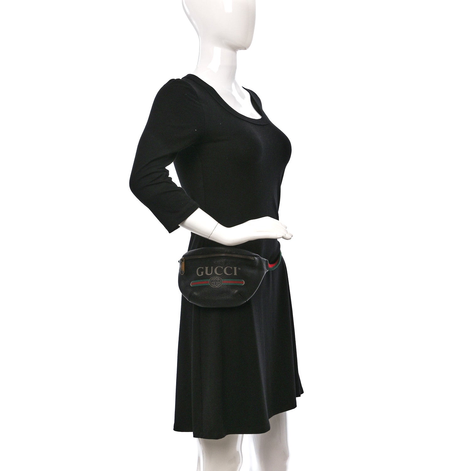 Gucci Grained Calfskin Small Logo Belt Bag Black 2 of 9