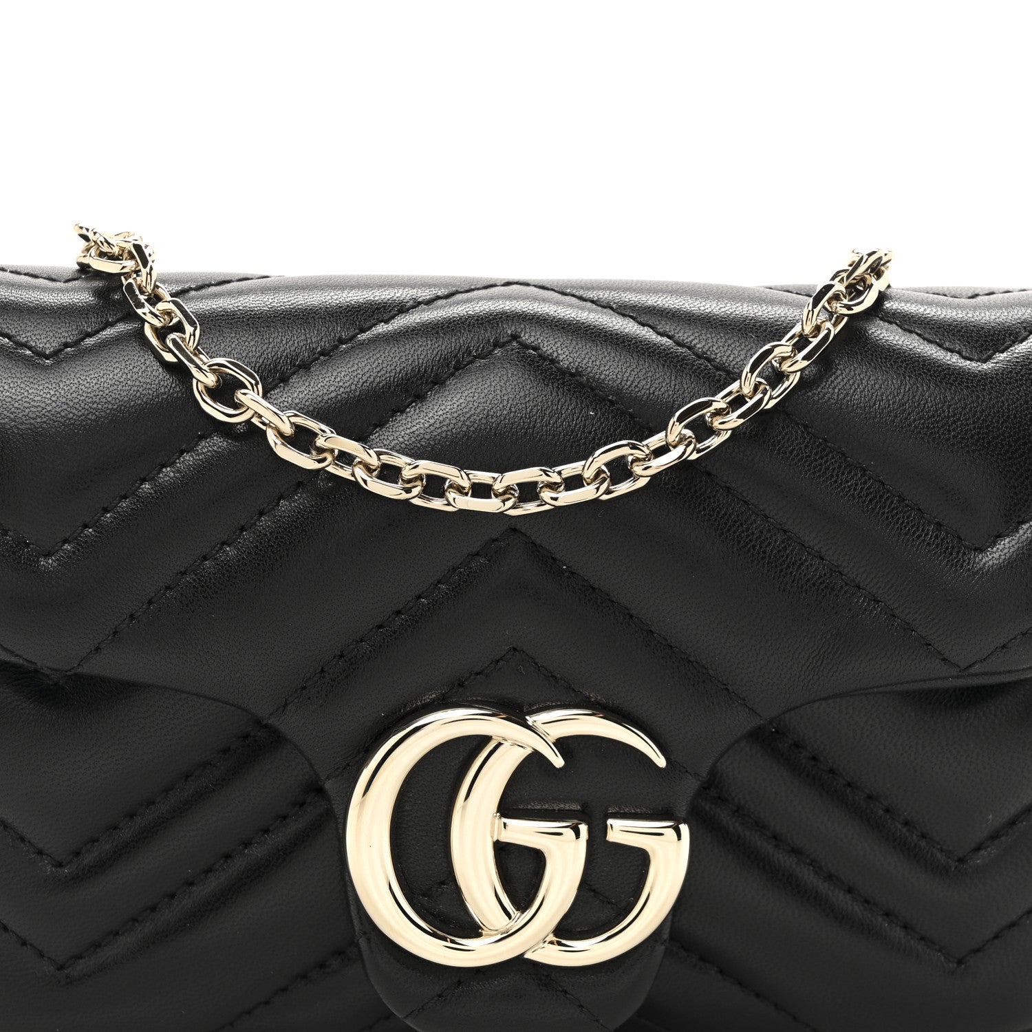 Gucci Lambskin Matelasse Mini GG Marmont Shoulder Bag Black 8 of 10
