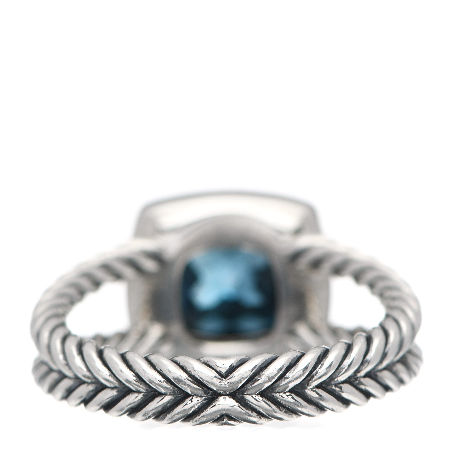 David Yurman Sterling Silver Diamond Hampton Blue Topaz 7mm Petite Albion Ring 53 6.5 3 of 4