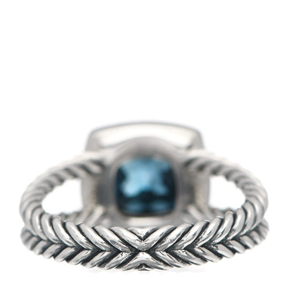David Yurman Sterling Silver Diamond Hampton Blue Topaz 7mm Petite Albion Ring 53 6.5 3 of 4