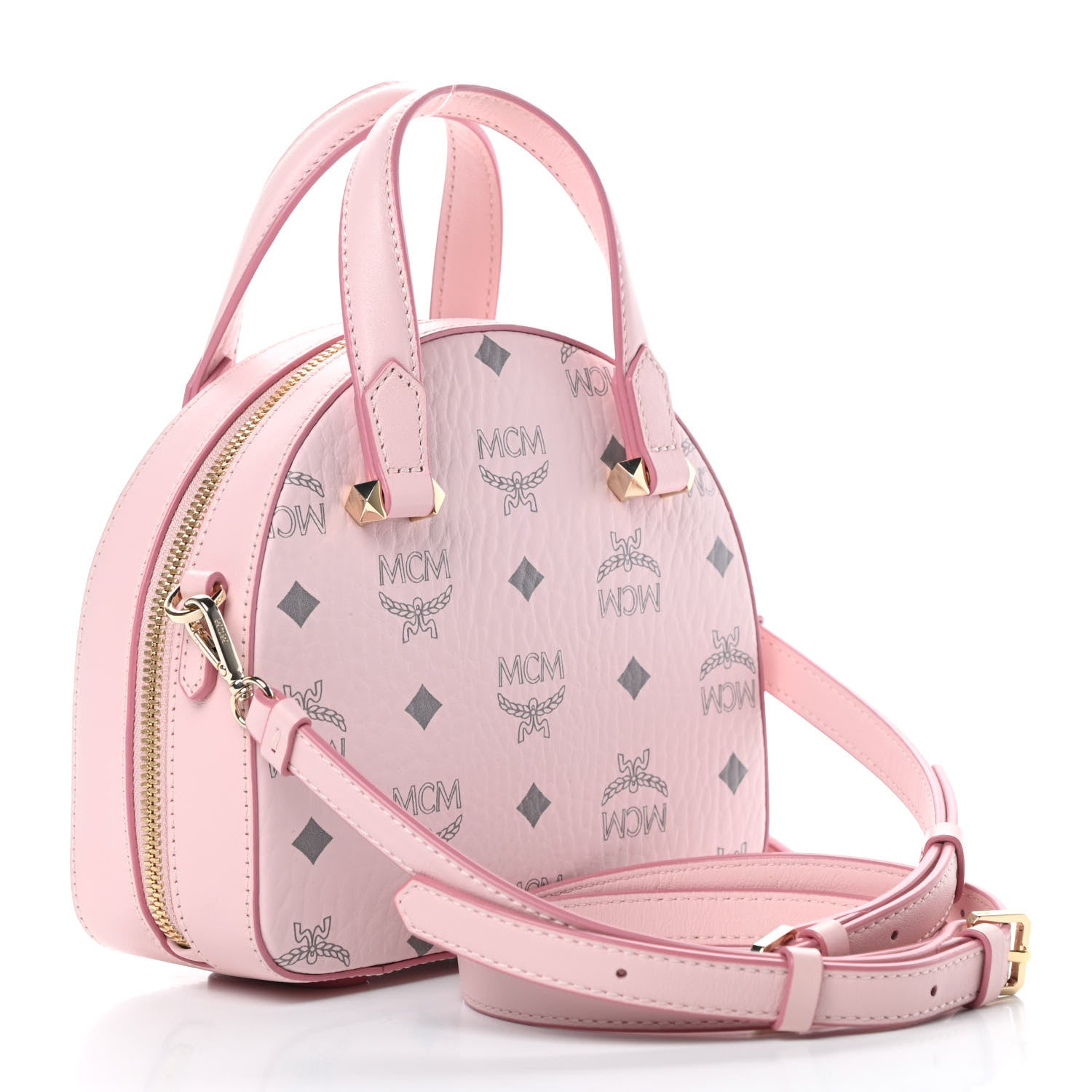 MCM Visetos Round Tote Powder Pink 3 of 11