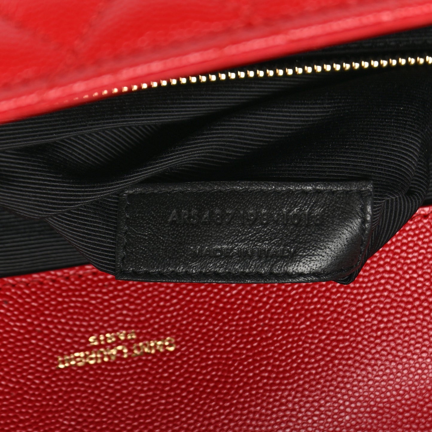 Grain De Poudre Mixed Matelasse Large Triquilt Monogram Satchel New Red