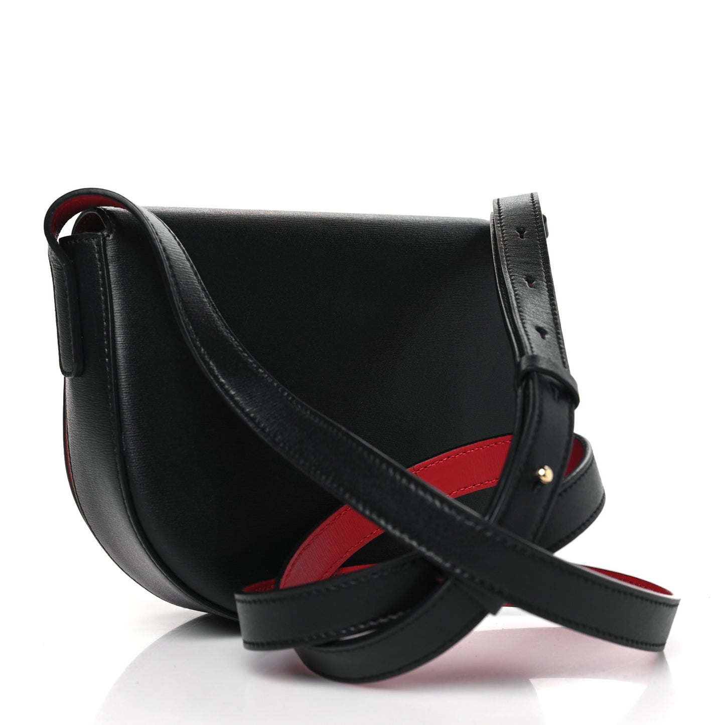 SALVATORE FERRAGAMO Calfskin Gancio City Saddle Bag Black