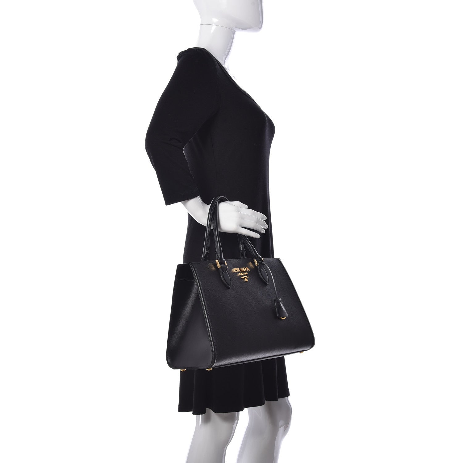Prada Saffiano Soft Calfskin Tote Black 2 of 8