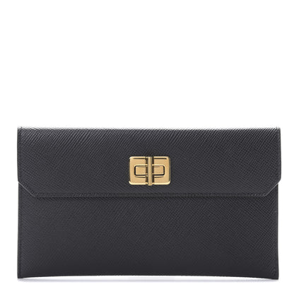 Prada Saffiano Flap Clutch Black 1 of 9