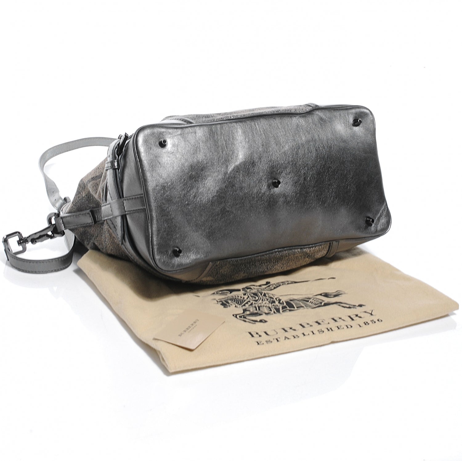 Burberry Leather Shimmer Check Tote 4 of 10