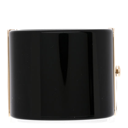 Chanel Resin Crystal Pearl CC Cuff Black 3 of 5
