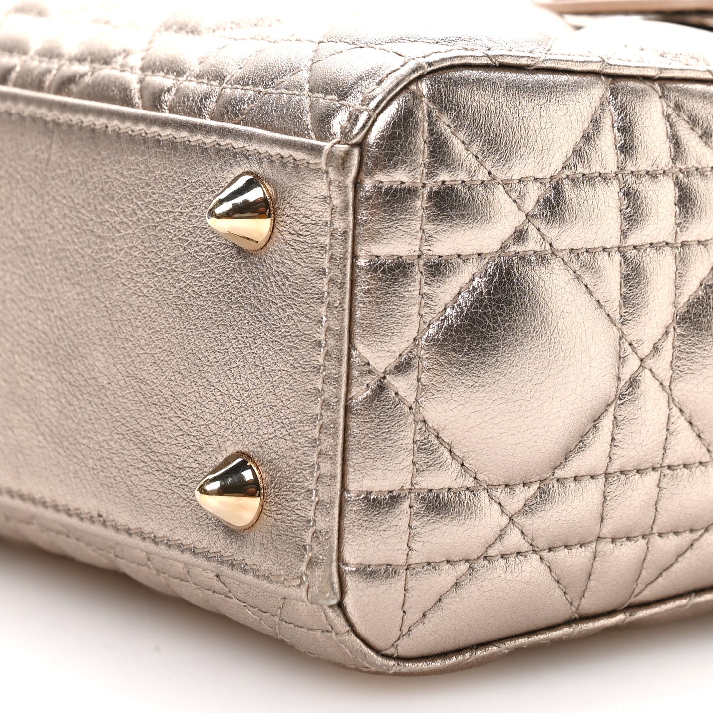 Metallic Lambskin Cannage Small My ABCDior Lady Dior Gold