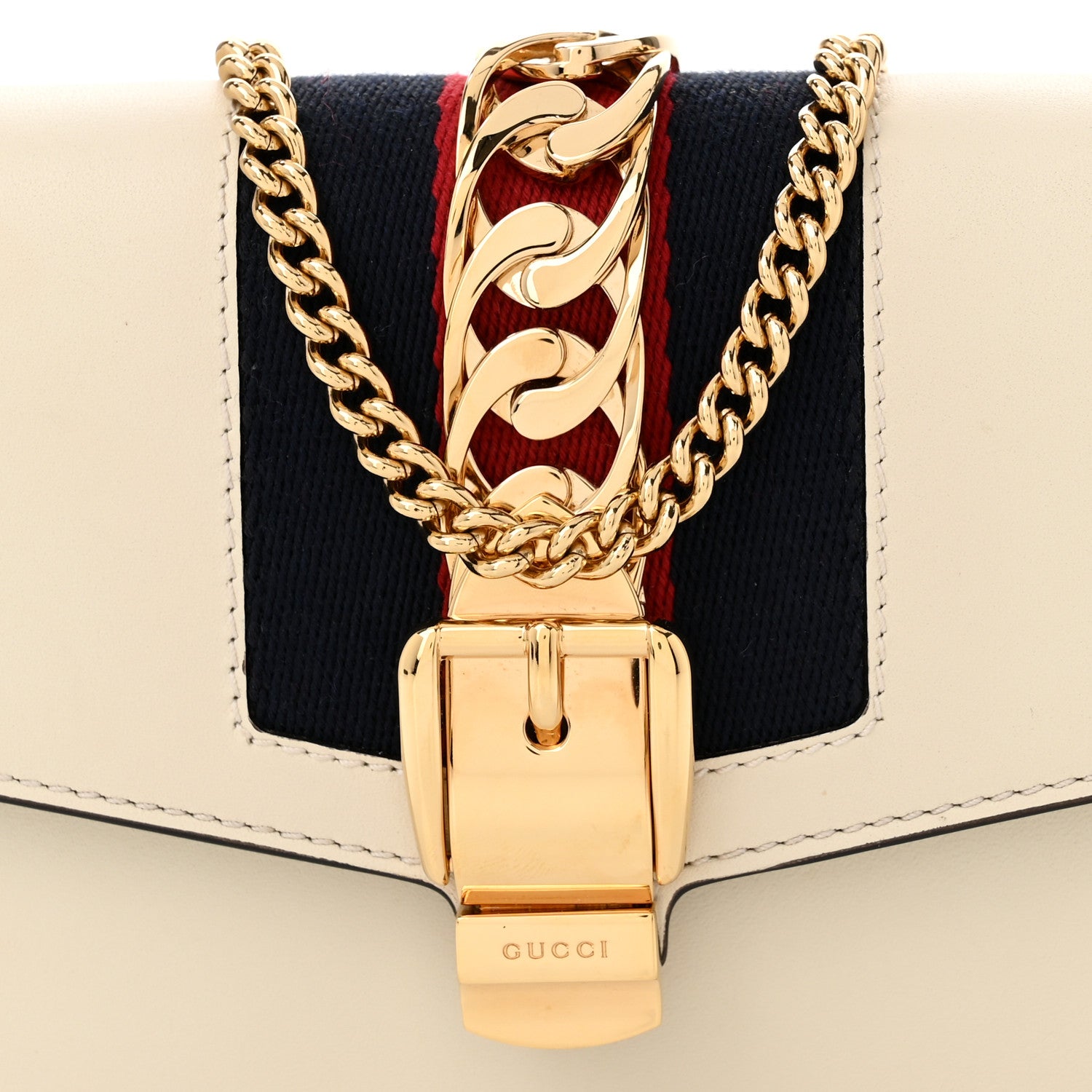 Gucci Calfskin Super Mini Sylvie Chain Shoulder Bag White 8 of 10