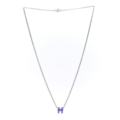 Hermes Lacquered Palladium Mini Pop H Pendant Necklace Parme 3 of 6