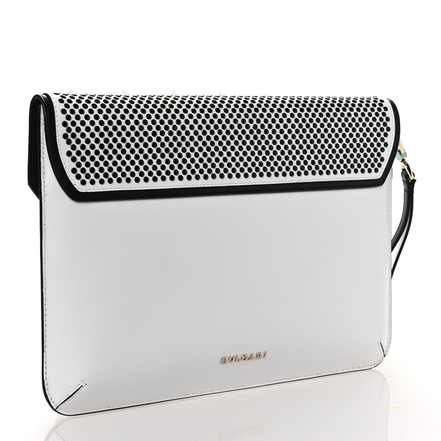 X NICHOLAS KIRKWOOD Calfskin Studded Serpenti Envelope Clutch White