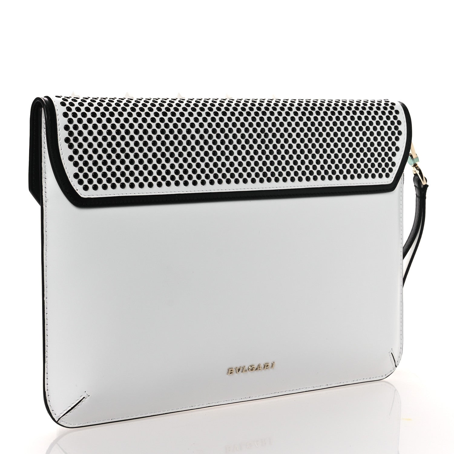 Bulgari X NICHOLAS KIRKWOOD Calfskin Studded Serpenti Envelope Clutch White 3 of 14