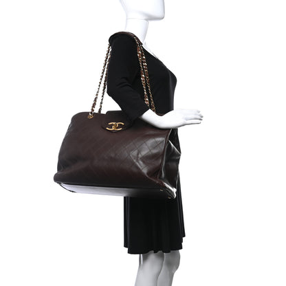 Chanel Calfskin Stitched XL Weekender Brown 2 of 11