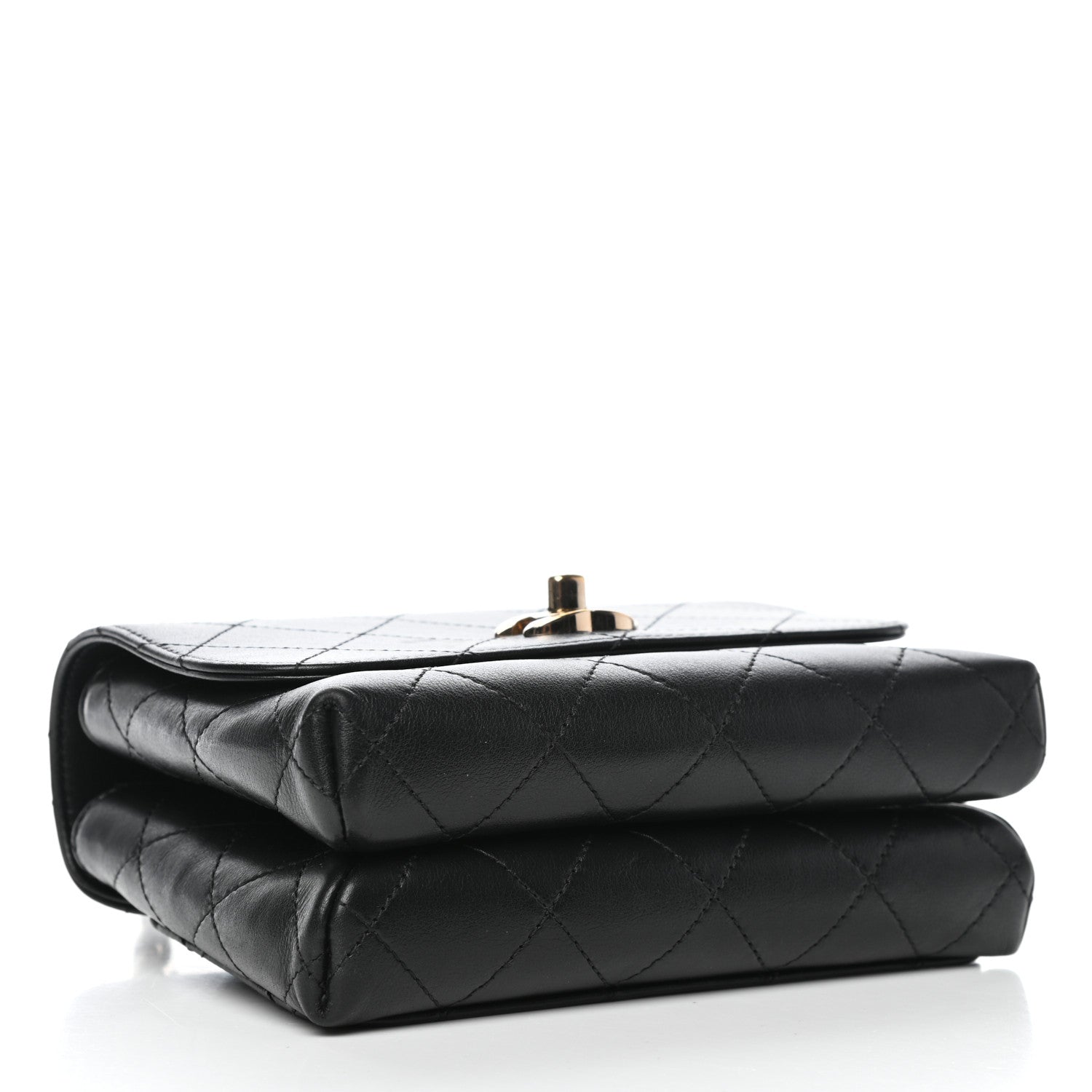 Chanel Calfskin Quilted Small Double Pocket Top Handle Flap Black 4 of 10