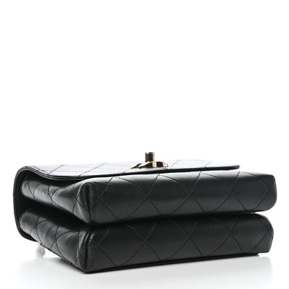 Chanel Calfskin Quilted Small Double Pocket Top Handle Flap Black 4 of 10