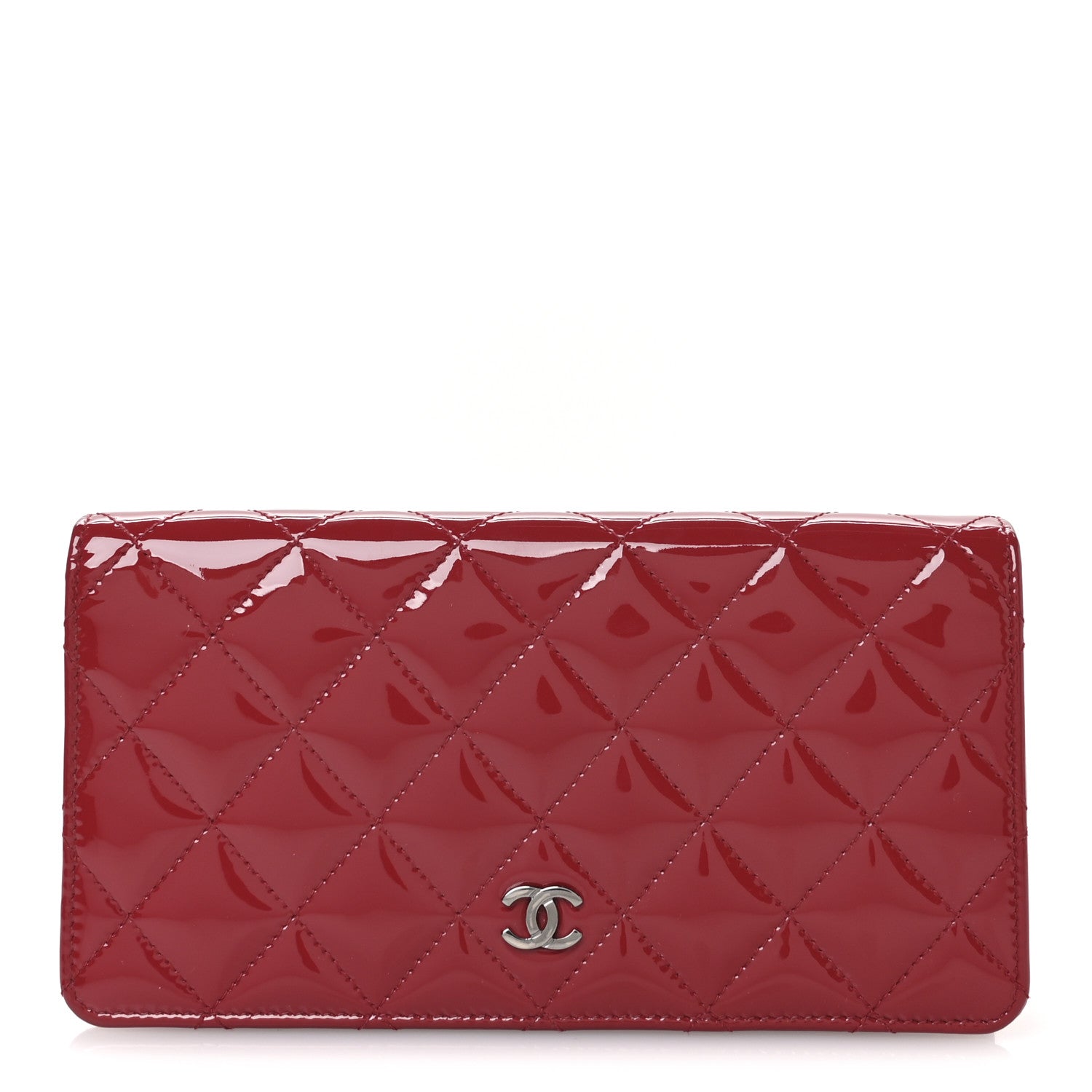 Chanel Patent Calfskin Quilted Yen Wallet Red 1 of 9