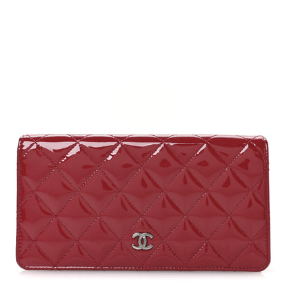 Chanel Patent Calfskin Quilted Yen Wallet Red 1 of 9