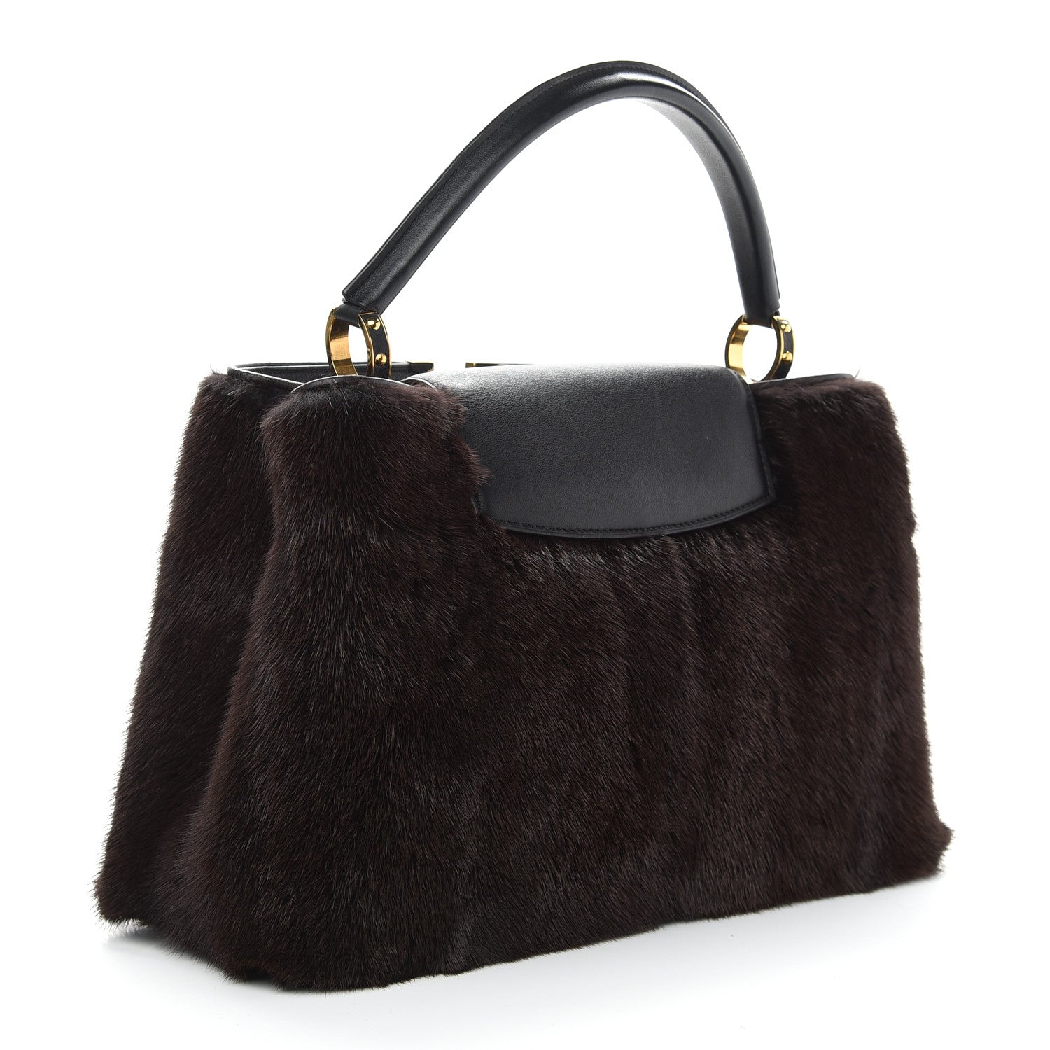 Louis Vuitton Mink Fur Capucines MM Dark Brown 3 of 9