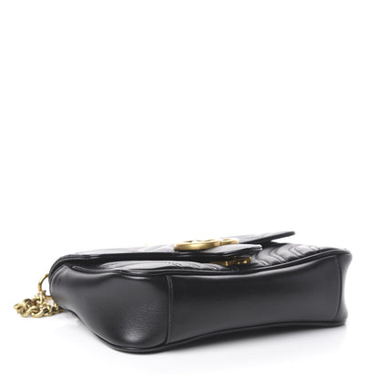 Gucci Calfskin Matelasse Mini GG Marmont Shoulder Bag Black 3 of 8