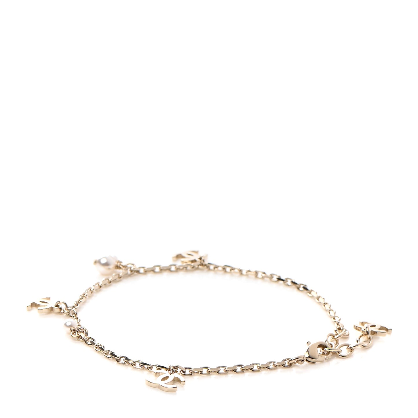 Pearl CC Chain Anklet Gold