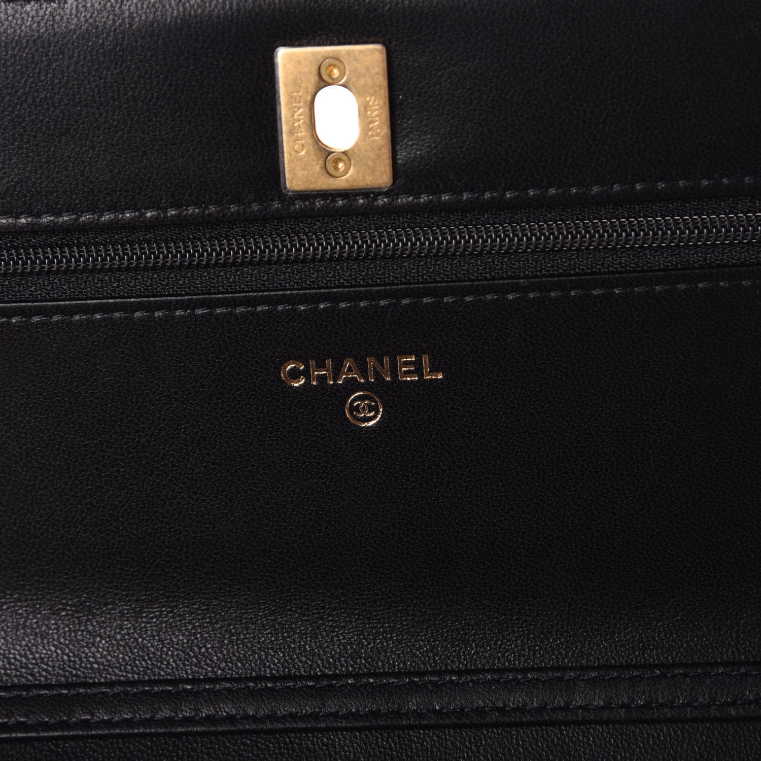 Chanel Lambskin Quilted CC Pearl Crush Wallet on Chain WOC Black 6 of 11