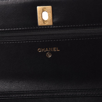 Chanel Lambskin Quilted CC Pearl Crush Wallet on Chain WOC Black 6 of 11