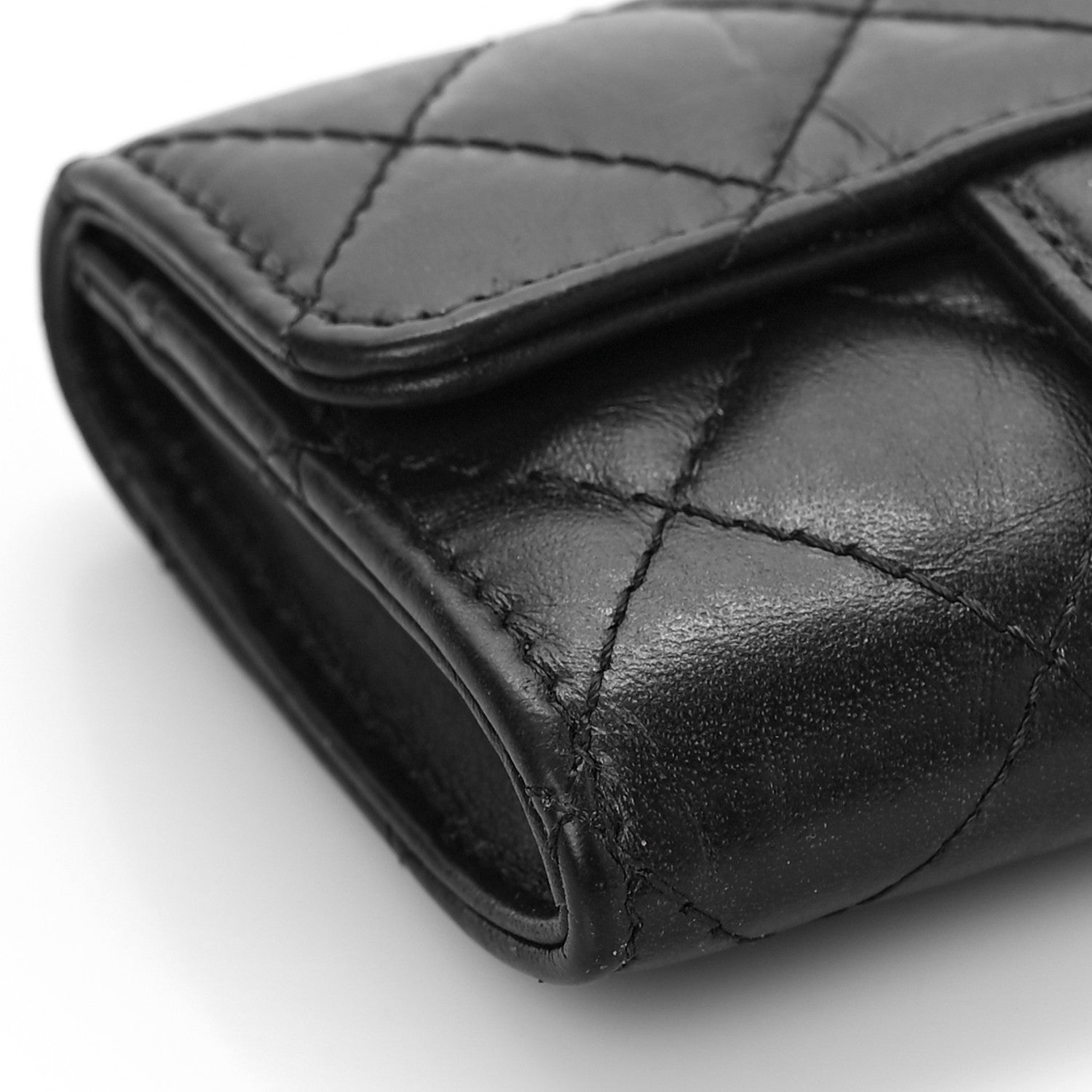 Chanel Aged Calfskin Quilted Reissue Flap Card Holder Black 9 of 12