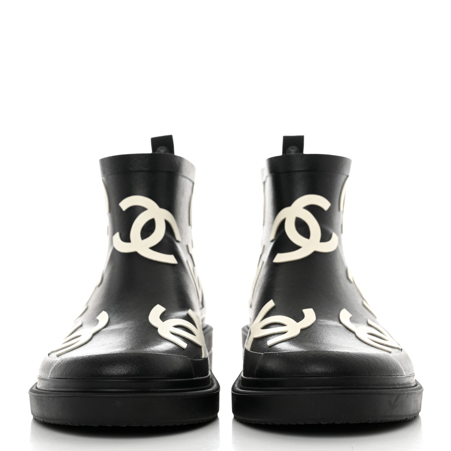 Chanel Rubber CC Print Boots 37 Black 2 of 9