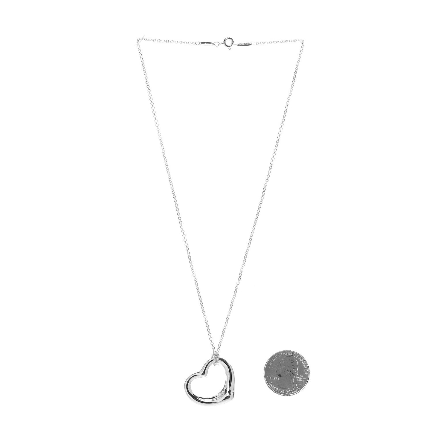 Sterling Silver 27mm Elsa Peretti Open Heart Pendant Necklace