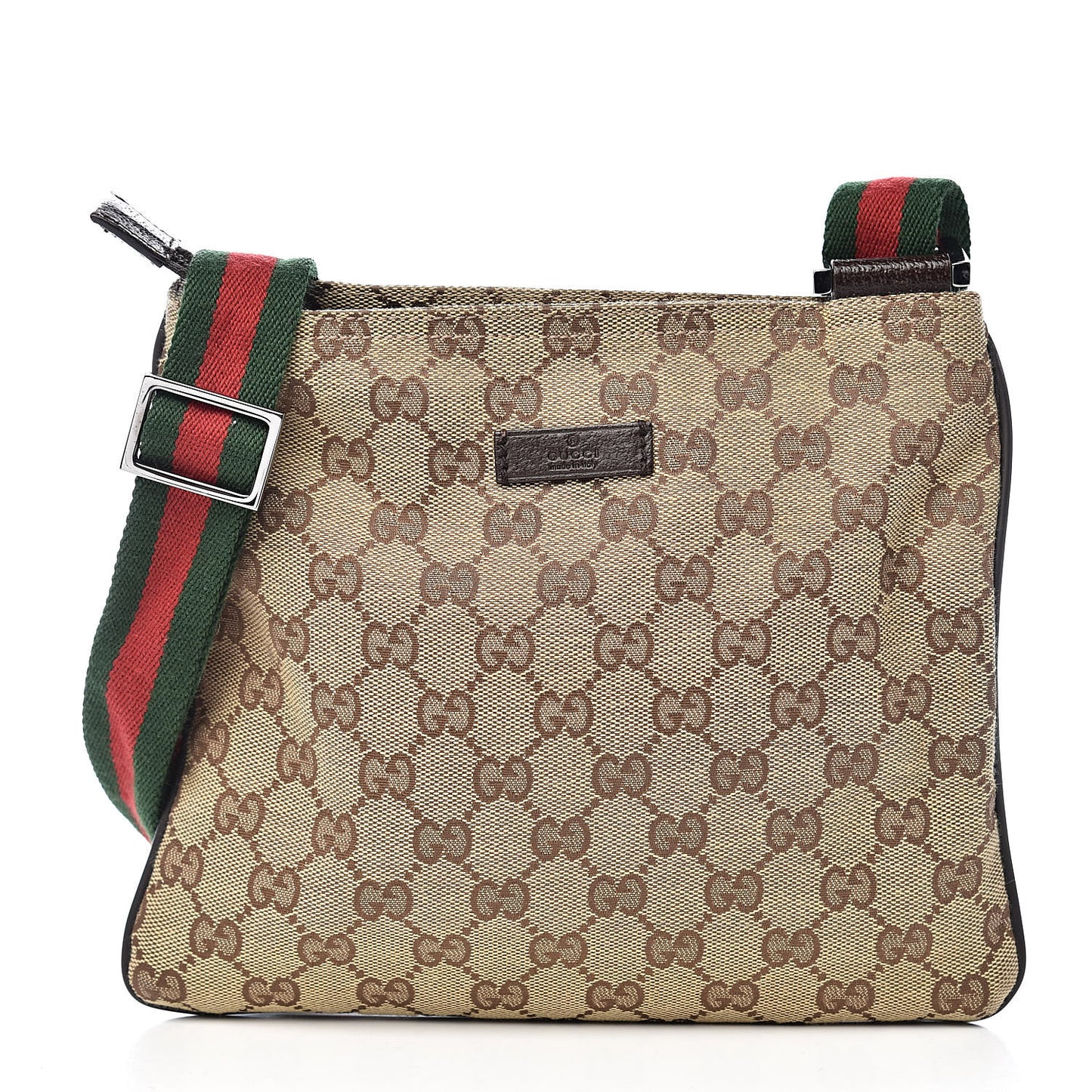Monogram Web Small Flat Messenger Bag Brown