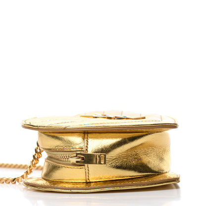 Saint Laurent Metallic Calfskin Matelasse Chevron Monogram Small Love Heart Chain Bag Gold 4 of 10